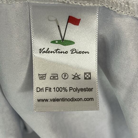 Valentino Dixon Polo Shirt Mens XXL White Graphic Print Golf Performance Stretch - Picture 7 of 9